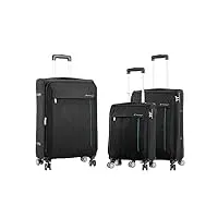 a1 fashion goods venus valise légère à 4 roues extensible et souple, noir , full set 3 size cabin+ medium+ large, valise souple extensible avec roulettes pivotantes