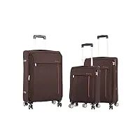 a1 fashion goods venus valise légère à 4 roues extensible et souple, marron, full set 3 size cabin+ medium+ large, valise souple extensible avec roulettes pivotantes