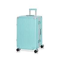 anyzip valise cabine bagage pc abs trolley en aluminium valise trolley avec et serrure tsa et 4 roulettes, pas de zip（vert menthe,l）