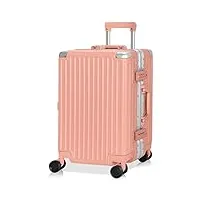 anyzip valise moyenne valise cabine 44x26x64cm valise rigide 4 roues valise voyage pc abs bagage avec cadre en aluminium valise trolley avec et serrure tsa,pas de zip（sakura rose,l）