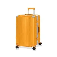anyzip valise cabine bagage pc abs trolley en aluminium valise trolley avec et serrure tsa et 4 roulettes, pas de zip（orange,l）