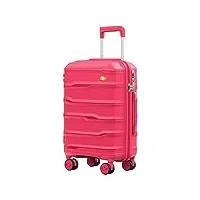 mgob valise cabine pp(polypropylène) 42l valises de voyage rigide bagages 4 spinner et serrure tsa 55x36x20cm, 2.6kg, rose