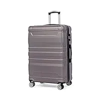 sweiko bagage rigide valise basic taille,valise pour touristes cabine abs valises taille bagage trolley avec 4 roues doubles et verrouillage tsa (gris)