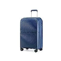 british traveller valise cabine bagages cabine 40 liters, valise rigide soute en polypropylène valise de voyage à 4 roulettes et serrure tsa, 55x40.5x22.5 cm (marine)