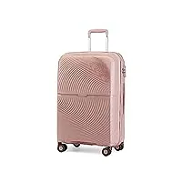 british traveller valise cabine bagages cabine 40 liters, valise rigide soute en polypropylène valise de voyage à 4 roulettes et serrure tsa, 55x40.5x22.5 cm (rose)