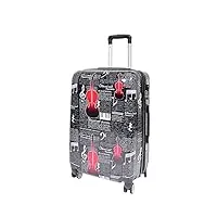 house of leather bilbao valise rigide à 4 roues motif musique classique, noir , medium: h: 66 x l: 42 x w: 24 cm, 3.5kg, bagages rigides avec roulettes pivotantes