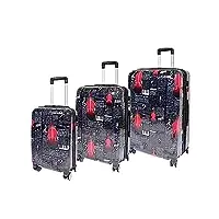 house of leather bilbao valise rigide à 4 roues motif musique classique, noir , full set x3 (s-m-l), bagages rigides avec roulettes pivotantes