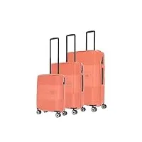 travelite set de valises à 4 roues, 3 pièces, coque dure, tailles l/m/s avec serrure tsa, série de bagages waal : trolleys stables avec doublure intérieure recyclée