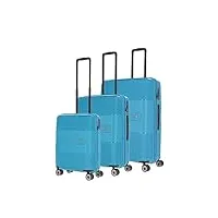 travelite set de valises à 4 roues, 3 pièces, coque dure, tailles l/m/s avec serrure tsa, série de bagages waal : trolleys stables avec doublure intérieure recyclée