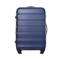 merax valise à roulettes avec serrure à combinaison, extensible, avec poignée télescopique, 4 roulettes, matériau abs, bleu foncé, l