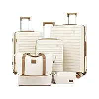 imiono lot de 3 valises rigides extensibles avec roulettes pivotantes et serrure tsa, blanc, luggage sets 5 piece, ensembles de bagages