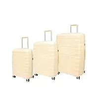 house of leather valises rigides 8 roues extensibles pp bagages sacs de voyage miyazaki, blanc cassé, full set x3 (s-m-l), bagage rigide avec roulettes pivotantes