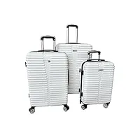 mojawo lot de 3 valises rigides en abs de qualité supérieure - 4 roulettes - valise de voyage à roulettes, blanc., 55-65-75 cm