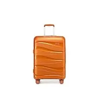 kono valise bagage cabine 55x40x20 cm rigide polypropylène valise de voyage à 4 roulettes et serrure tsa, orange