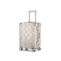 sea choice valise cabine bagage à main cadre en aluminium motif losanges rigide en polycarbonate valises à main avec serrure tsa 8 roulettes pivotantes 55cm(or titane)