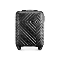 wittchen cube line bagage à main valise cabine en abs simple gaufrage géométrique 4 roulettes d'une poignée extractible serrure à combinaison taille s noir