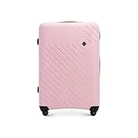 wittchen cube line grande valise en abs simple gaufrage géométrique 4 roulettes d'une poignée extractible serrure à combinaison taille l rose clair