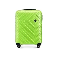 wittchen cube line bagage à main valise cabine en abs simple gaufrage géométrique 4 roulettes d'une poignée extractible serrure à combinaison taille s vert citron