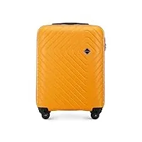 wittchen cube line bagage à main valise cabine en abs simple gaufrage géométrique 4 roulettes d'une poignée extractible serrure à combinaison taille s orange