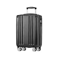 merax valise rigide à roulettes avec serrure en pouces tsa avec 4 roulettes et poignée télescopique en abs noir taille m 56,5 x 37,5 x 22,5 cm, noir, m, mallette rigide