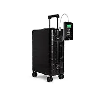 tokyoto valise cabine 100% aluminium dimensions cabine bagage trolley 55x35x20 cm serrure tsa sac de voyage modèle black logo (valise prête à charger les portables) luggage