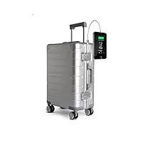 tokyoto valise cabine en 100% aluminium dimensions bagage trolley 55x35x20 cm serrure tsa sac de voyage modèle silver skull (valise prête à charger les portables) luggage (seule valise)