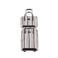 valise cabine ensembles de bagages 2 pièces en nylon À rayures de 20 pouces avec serrure À combinaison antivol valise de voyage (color : a, size : 2-piece)