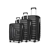 sea choice ensemble de bagages extensible de 3pcs valise lot de 3 bagages(55/66/76) sets de bagage à main de moyenne et grande avec 4 roues jumelles et serrure tsa (noir)