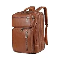 sac à dos convertible pour ordinateur portable en cuir synthétique hybride 15,6 pouces - sac pour ordinateur portable - sac de travail - sac à main de voyage - sac à dos de randonnée