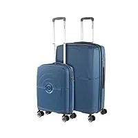 jaslen - set de valises rigides 4 roulettes - valise grande taille, valise soute avion, bagages pour voyages, lot de valises à roulette. fabriquées en pp matériau résistant, bleu