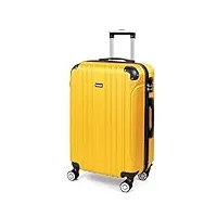 todeco valise moyenne taille 68cm, valise de voyage, rigide e légère abs valise de voyage à roulettes valises, 4 doubles roues, 68x45x26cm, jaune citron