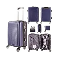 mf handbags t-hc-c-11 valise rigide à 4 roues doubles 360 degrés 50,8 cm, bleu marine, s, décontracté