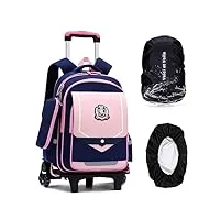 dymy sac à dos roulette primaire cartable scolaire enfant fille sac roulette trolley bagage cabine cartable à roulette fille scolaire rose 31x21x43cm
