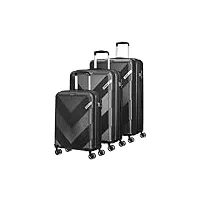 american tourister exoline lot de 3 valises noir, noir (black), kofferset 3-teilig, ensemble de valises