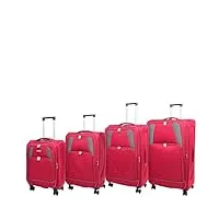 divergent retail dr568 valise de voyage souple 4 roues bordeaux, bordeaux, full set 4 sizes (c-m-l-xl), quatre roues légères