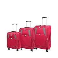 divergent retail dr568 valise de voyage souple 4 roues bordeaux, bordeaux, full set 3 sizes (c-m-l), quatre roues légères
