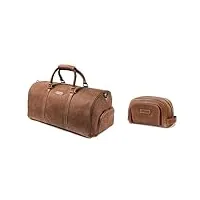drakensberg weekender finn sac de voyage en cuir avec compartiment à chaussures pour homme et femme 40 l, lot de 2 marron havane, taille unique, rétro