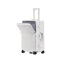 bagage valise de voyage valises avec le port d'usb chargeant le bagage pour des valises de grande capacité de voyage d'affaires bagage cabine bagages à roulettes (color : white, size : 20inch)