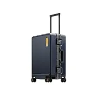 level8 valise cabine cadre en aluminium, bagages cabine avec double serrure tsa, valise sans fermeture éclair bagages-hegent,38x23x56cm,bleu