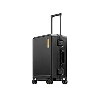 level8 valise cabine cadre en aluminium, bagages cabine avec double serrure tsa, valise sans fermeture éclair bagages-hegent,38x23x56cm,noir