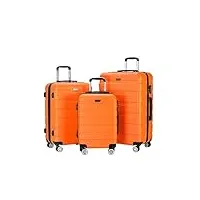 habrur bagages à roulettes bagages abs 3 pièces avec serrure spinner 20in 24in 28in, bagages légers pour le voyage valise de voyage bagage (color : oranje, size : 20+24+28inch)