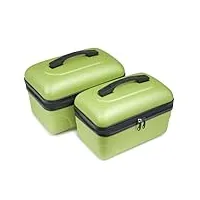 set de 2 grands vanity cases 9,18l et 14,49l - pack de vanity rigide pour voyager en beauté (vert)