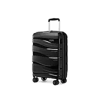 kono valise cabine 55cm, valise rigide soute en polypropylène légere à 4 roulettes avec serrure tsa, noir
