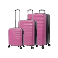 totto bazy + lot de valises rigides 3 tailles de valises système tsa doublure en polyester violet, violet