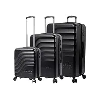 totto bazy + lot de valises rigides 3 tailles de valises système tsa doublure en polyester noir, noir