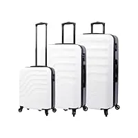 totto bazy lot de valises rigides 360 roues tsa doublure en polyester blanc, blanc