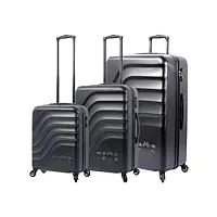 totto bazy lot de valises rigides noir trois tailles de valises roues 360 système tsa doublure en polyester, noir