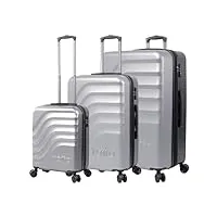 totto bazy + lot de valises rigides 3 tailles de valises système tsa doublure en polyester gris, gris