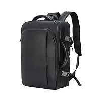 tiding sac à dos en cuir pour ordinateur portable de 15,6" - grand sac à dos extensible de 36 l, noir#1, sac à dos tyrolien