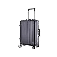 iryze valises de voyage bagages durables portatifs de valises de rayure Épaisse classique de cas de chariot d'alliage d'aluminium valise grande taille (color : b, size : 20inch)